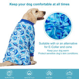 LovinPet Shirts for Pitbull Dogs, Pjs for Large Dogs, Lightweight Onesie, Sea Shark Action Print, Dog Clothing, UV Protection, Easy Wearing Adorable Dog Jumpsuit /3XL