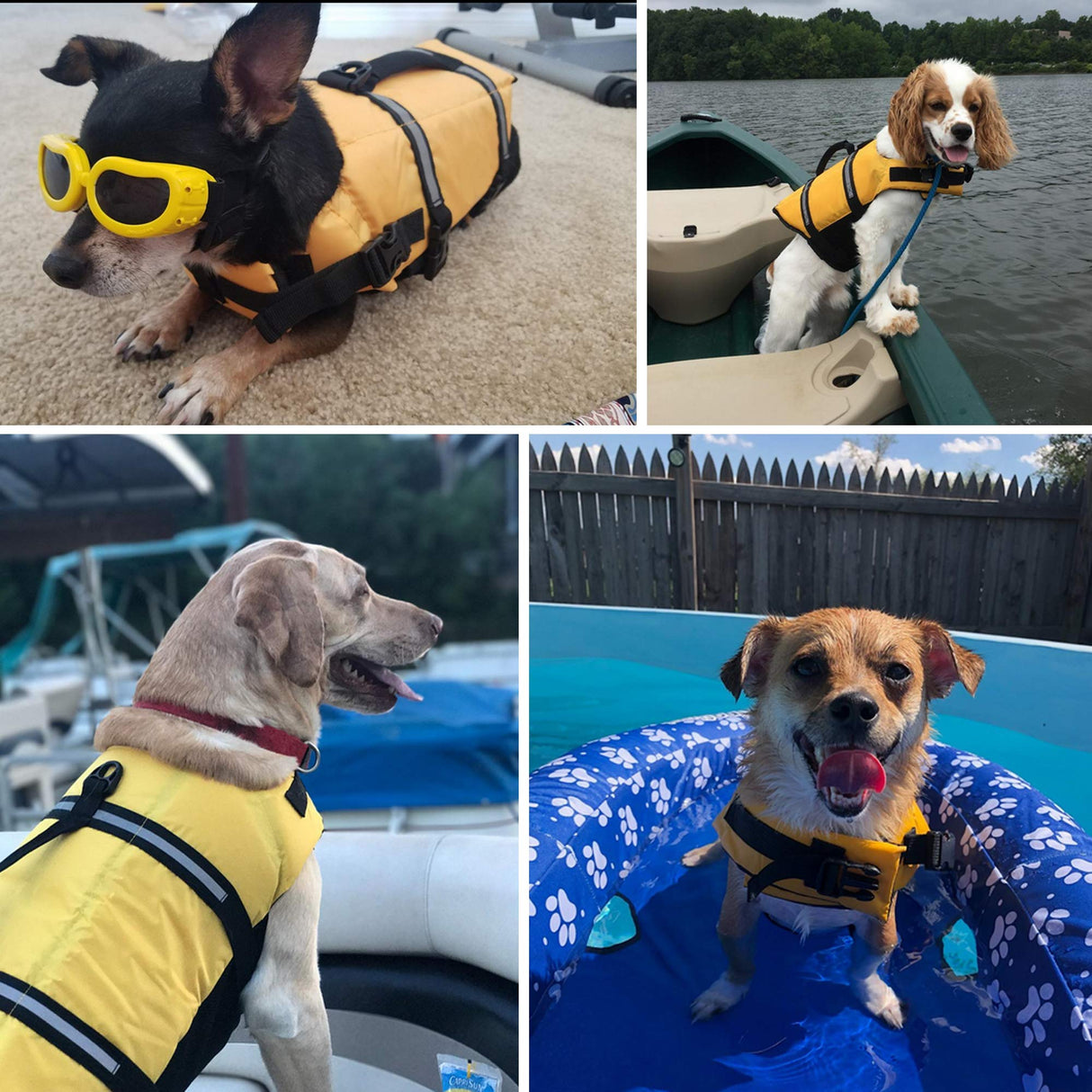 Dog Life Jacket Easy-Fit Adjustable Belt Pet Saver Swimming Safety Swimsuit Preserver with Reflective Stripes for Doggie (XS, Yellow)
