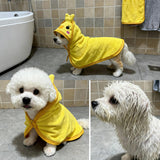 IOICYBF Dog Hooded Bathrobe Towel, Fast Drying Bath Towel Absorbent Warm Blanket Yellow S