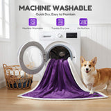 BoxZone Waterproof Dog Blanket for Couch – Double Sided Washable Cat Puppy Blanket, Durable Furniture Protector for Dogs and Cats, Purple White L(60×50)"