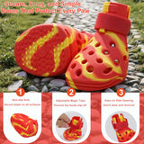 BassGaa Dog Shoes for Hot Pavement and Snow, Silicone Dog Booties for Small Medium Large Dogs, Waterproof Paw Protectors- Non-Slip, Adjustable Straps, Dog Boots for Beach/Rain/Hiking (Yellow Red, L)