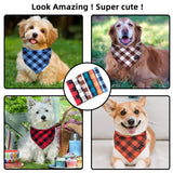 Gofshy Buffalo Plaid Dog Bandanas Fall Christmas X-Large 6PCS Dog Gifts Red Blue Green Orange Black Brown Scarf Adjustable Kerchief for Medium Large Pets