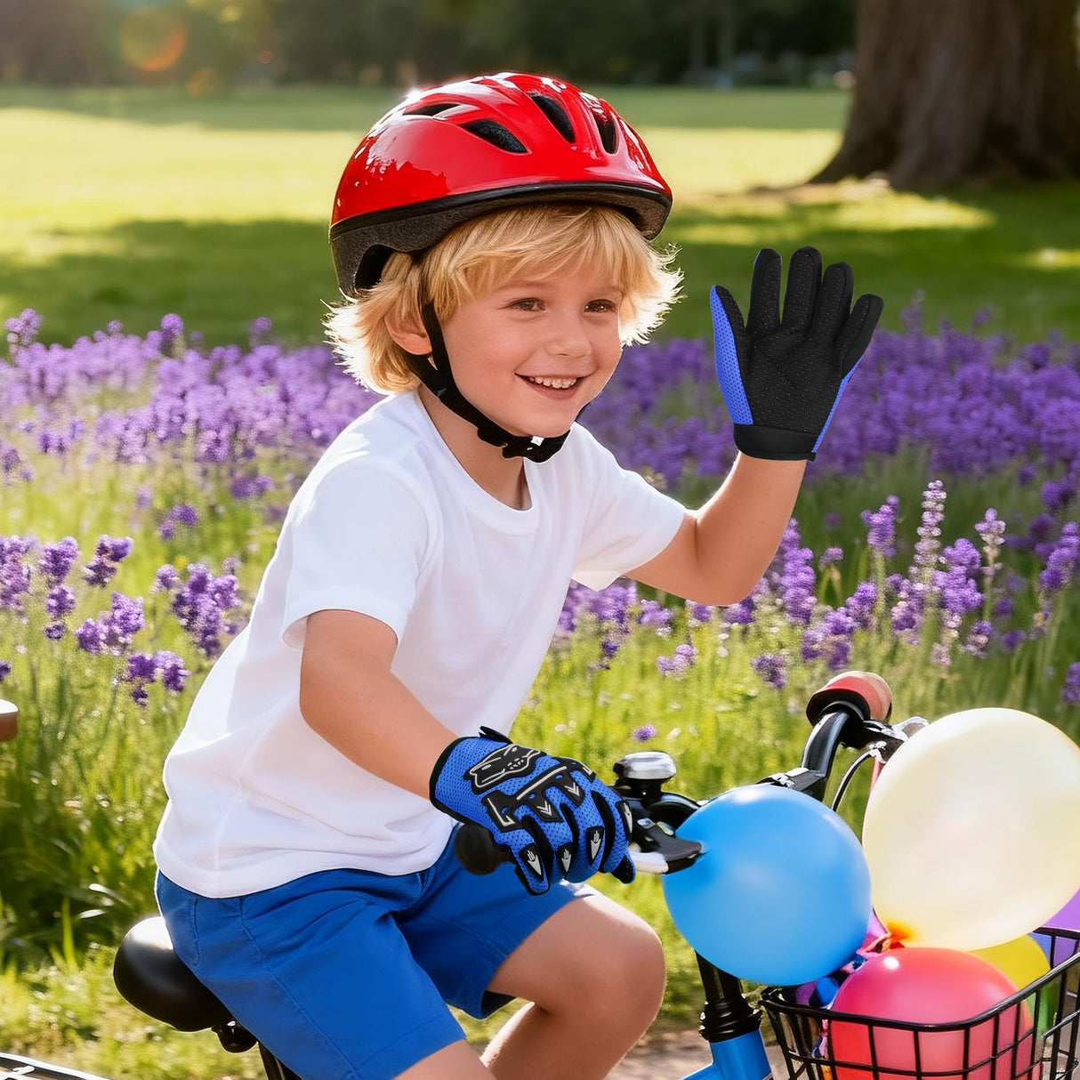 TOKCKYBL Kids Dirt Bike Gloves - Youth Motorcycle Gloves for Boys & Girls, Breathable Non-Slip Riding Full Finger Children Glove for BMX, Mountain Bike, ATV, Cycling & Outdoor Sports