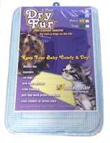 DryFur Pet Carrier Insert Pads size Small 19.5in x 12.5in Blue - 2 pack, Patented Design Locks in wetness keeps pet perfectly dry when traveling