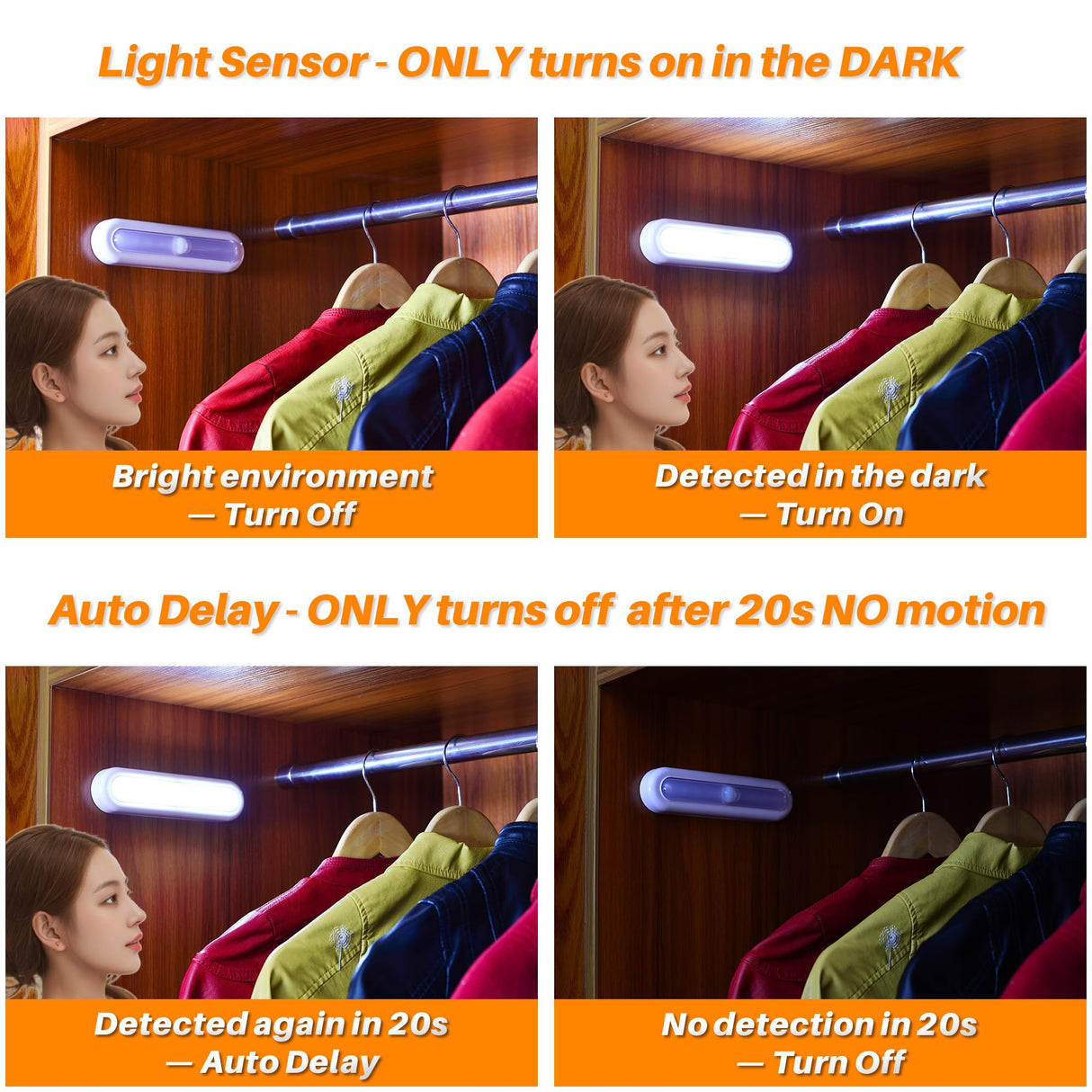3 Pack 7” Motion Sensor Lights Indoor Battery Operated, Stick on LED Light for Closet, Stairs, Under Cabinet, Cool White