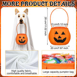 Huhumy 2 Pcs Halloween Dog Costumes with Non Woven Pumpkin Bags White Ghost Costume for Dog Cat Ghost Cosplay Clothes, Cute Party Cape for Halloween Cosplay Party(Puppy)