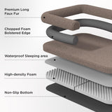 Bedsure Foldable Human Dog Bed - 2 in 1 Flexible Giant Human Dog Bed for Adult People with Supportive Bolster Egg Foam, Waterproof Liner, Calming Fluffy Faux Fur Orthopedic Big Bean Bed, Dark Grey