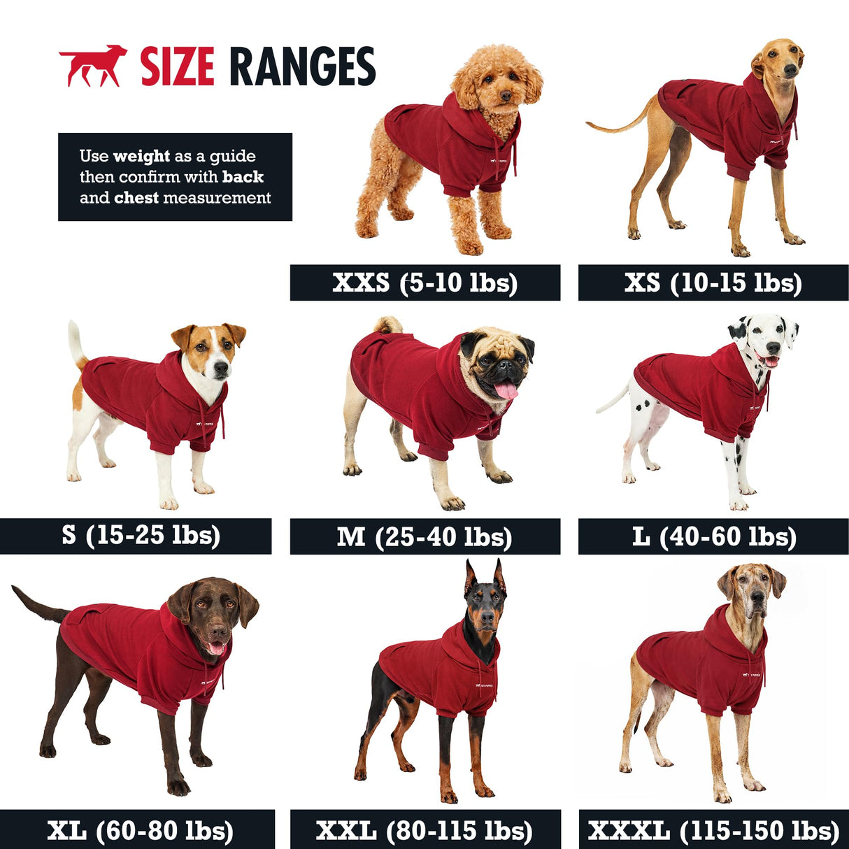 Tuff Pupper Dog Hoodie | Premium Quality Insulated Fabric | Ultra Soft Interior for Superior Comfort | Elastic Cuffs & Drawstring for Warmth | Stretch Fit Suitable for All Breeds (Red, XXS)
