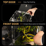 Acrylic Reptile Terrarium Easy Assembly, 360° Clear & Keep Pet Secure Design for Jumping Spiders, Tarantulas, Geckos Scratch-Resistant Large Ventilated Habitat Terrarium for Arachnids 11.8*7.9*7.9in