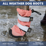 Spark Paws Dog Rainboots, Waterproof Dog Shoes for Medium to Large Dogs, Non Slip, Dog Booties and Paw Protectors - 4PCS Doggie Hiking Boots with Reflective Straps - Pink