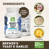 Only Natural Pet Brewer's Yeast & Garlic Chewables - All-Natural Flea & Tick Prevention for Dogs - Fortified with B Vitamins - Promotes Healthy Skin & Coat - 300 Count Tablet