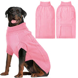 Lonepetu Dog Sweaters for Large Dogs Winter Clothes,Soft and Warm Girls Fleece Turtleneck Knitwear,Christmas and New Year Gift for Labrador,Golden Retriever,Doberman (Pink 2XL)