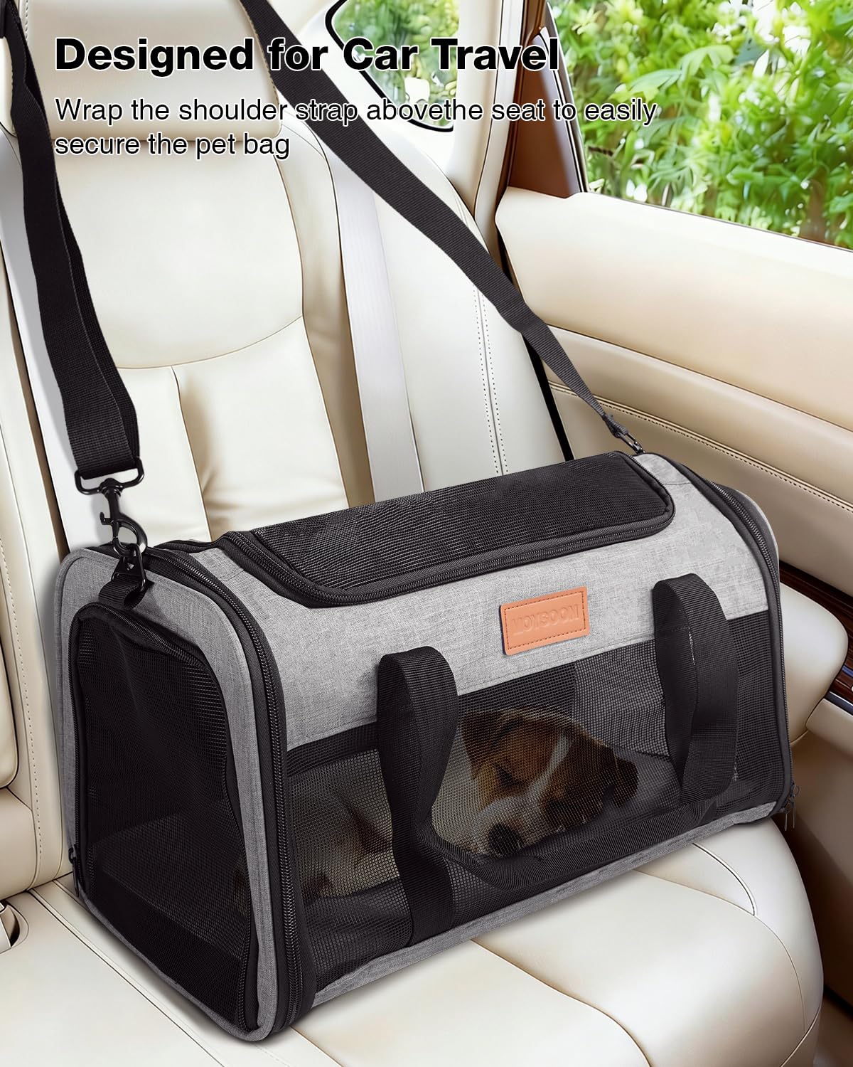 FOXFOCUS Pet Carrier Airline Approved 17x11x9.5 in - Underseat, Top & Side Entry Soft Dog Cat Travel Carrier with Safety Zippers ＆ Anti-Scratch Mesh for Small Cat and Dog for Pets Up to 10 Lb - Grey