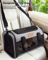FOXFOCUS Pet Carrier Airline Approved 17x11x9.5 in - Underseat, Top & Side Entry Soft Dog Cat Travel Carrier with Safety Zippers ＆ Anti-Scratch Mesh for Small Cat and Dog for Pets Up to 10 Lb - Grey