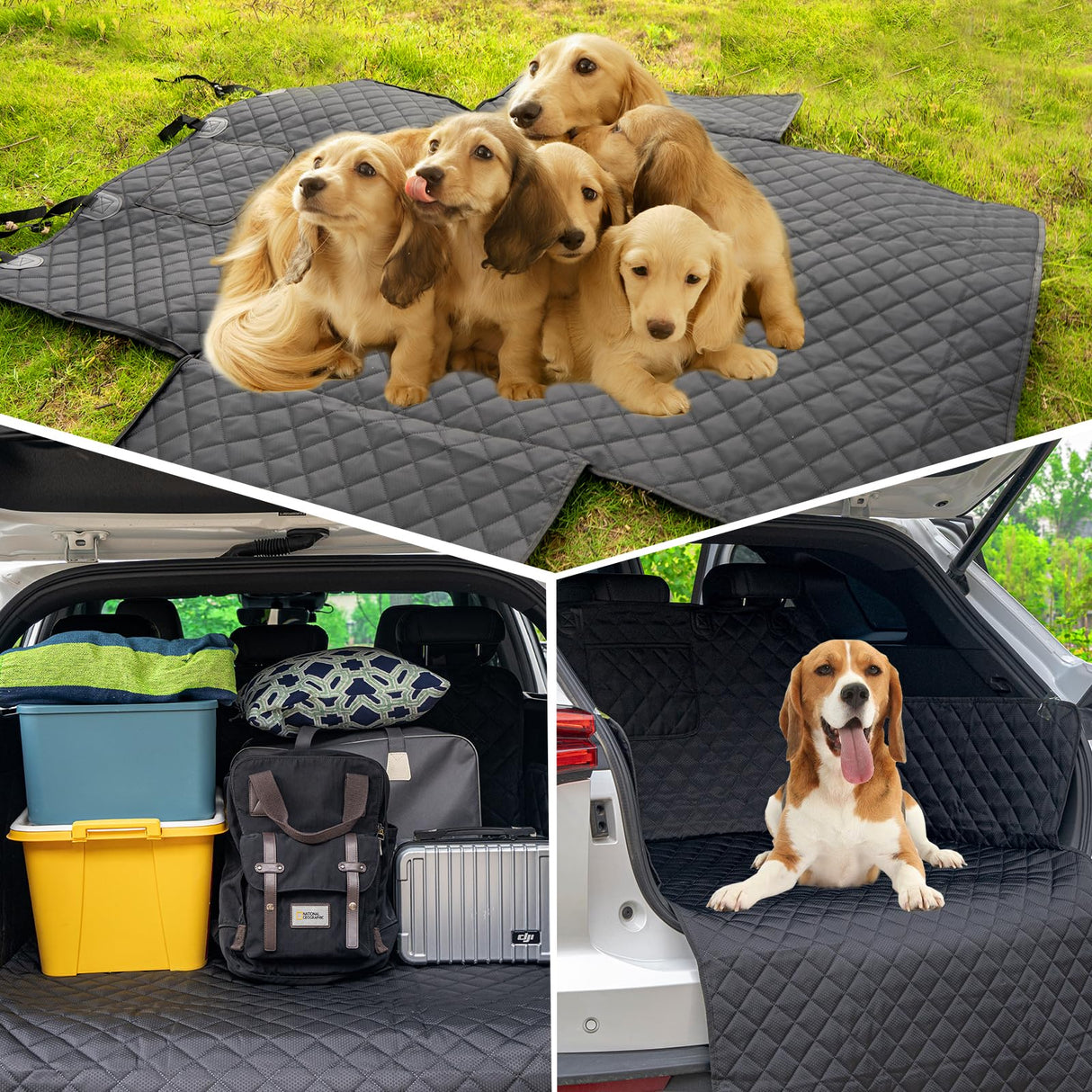 HNCPSY SUV Cargo Liner for Dog Car Seat Cover for Pets Waterproof Cargo Cover Dog Seat Mat for SUVs Sedans Vans with Bumper Flap Protector, Non-Slip, Black 70"x40"
