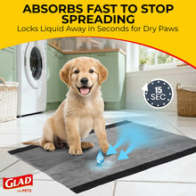 Load image into Gallery viewer, Glad for Pets JUMBOSIZE/XL Charcoal Puppy Pads, AllinOne Black Training Pads That ABSORB &amp; Neutralize Urine Instantly New &amp; Improved Quality, 50 Count (Pack of 1)
