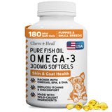 Wild Caught Omega 3 Fish Oil for Dogs - 180 Softgel Capsules for Healthy Skin and Coat - 300 mg Mini Dog Fish Oil Pills for Shedding, Dry Itching Skin, and Hot Spots - Pet Omega Salmon Supplement