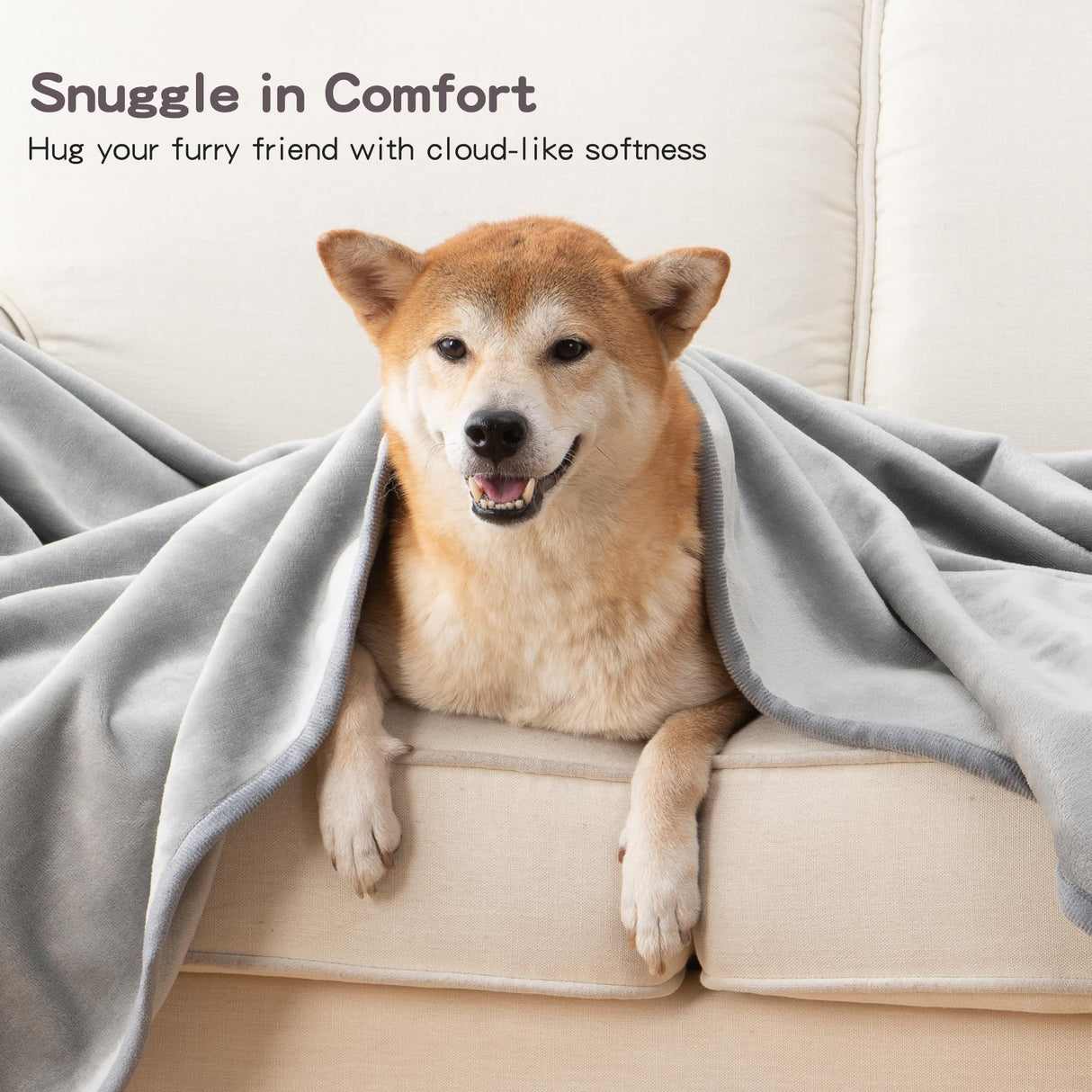 CAPT.SNOOZE Water Proof Blanket 50x60 Inches - Reversible Flannel Blanket for Bed, Sofa,Couch- Spillproof, Leakproof Soft Double-Sided Light Grey Throw Blanket for Adults, Pets, Couples