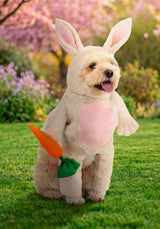 Fun Costumes Easter Bunny Dog Costume | Plush Rabbit Bodysuit & Headpiece | Pet Outfit with Carrot Accessory - Medium, White, Pink, Orange