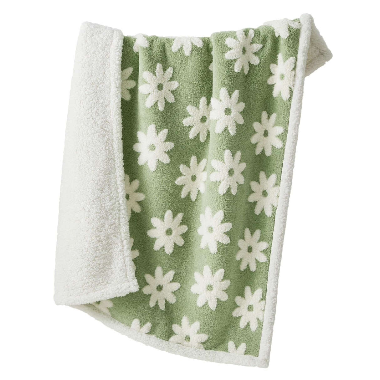 LE SURE Waterproof Dog Blanket for Medium Dogs - Washable Double Sided Dog Blankets with Warm Jacquard Shag and Soft Sherpa Fleece, Pet Cat Blanket for Couch Protection, 3D Textured Cloud, Green