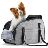 Petzauber Dog Car Seat for Small Dog - Center Console Dog Car Seat with Double Protection Safety Belt and Non-Slip Bottom, Portable Pet Booster Seat with Washable Cushion & Storage Pocket, Grey
