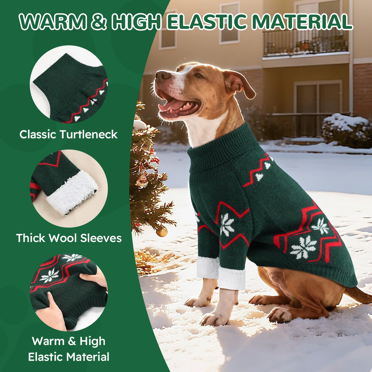 WINGOIN Dog Sweater for Extra Large Dogs, Xlage Size Dog Christmas Sweaters, Male Female Knit Dogs Turtleneck Pullover with Leash Hole, Pet Warm Winter Clothes for Girl Boy Corgi, Beagle (XL)
