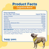 Happy Paws Cognitive Supplement for Dogs, Chicken Soft Chews with Taurine, Spirulina, CoQ10 & Vitamins B1, B3, B12, Supports Cognitive Function, Memory and Focus, Chews for Small to Large Dogs