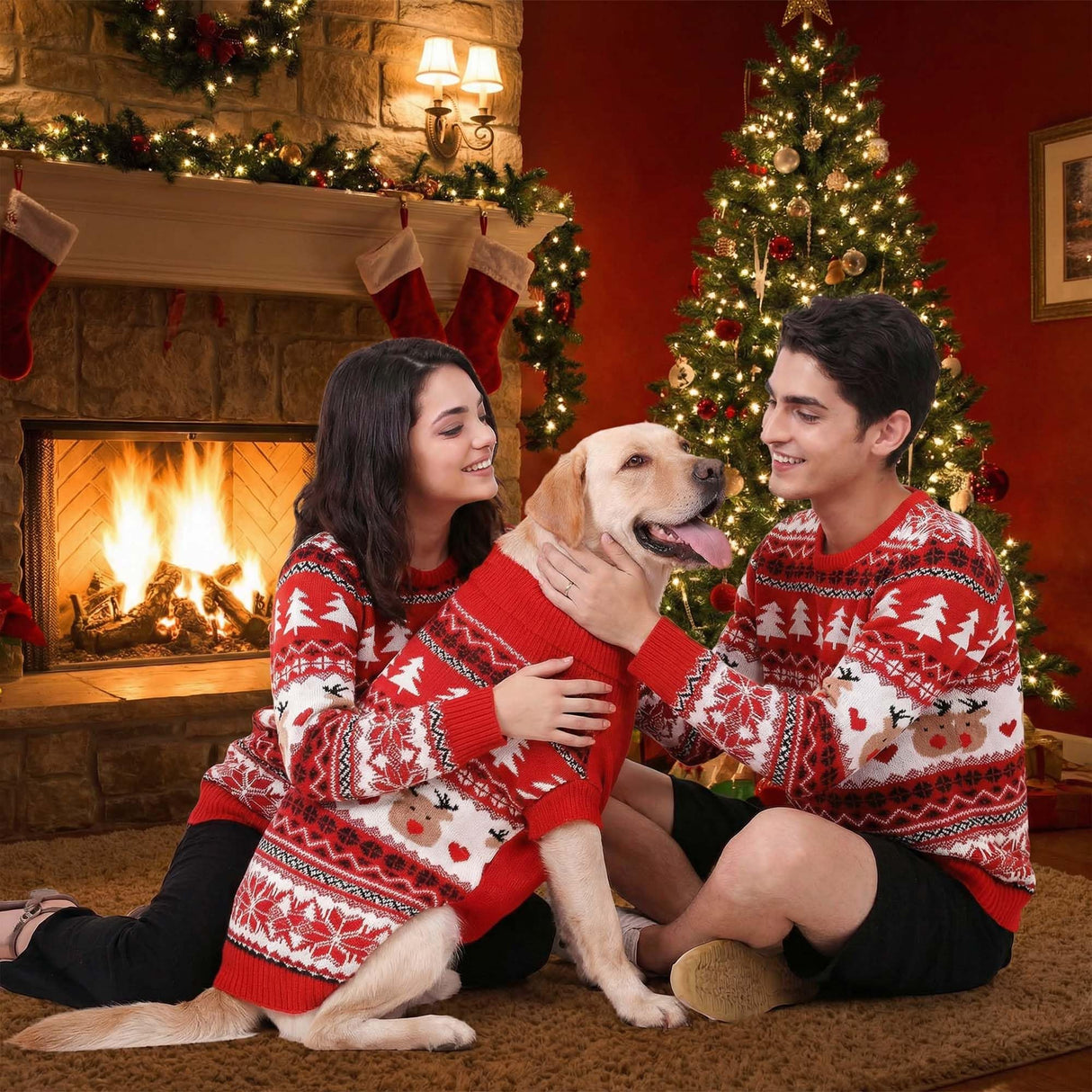 MuYaoPet Family Matching Dog and Owner Clothes Outfits,Christmas Pet Cat Sweater Costume for Small Medium Extra Large Dogs/Women/Men,Only for Pet XL