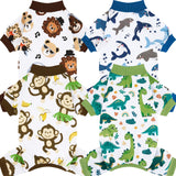 XPUDAC 4 Pack Dog Pajamas Comfy Strechy Doggie Pjs Puppy Clothes for Small Medium Dogs Boy Girl Cat Pet Outfits, L