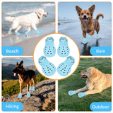 Dog Shoes, Dog Sandals for Hot Pavement, Water-Resistant Breathable Boots, Non-Slip Paw Protectors, Adjustable Straps Dog Rain Booties for Summer Beach and Rainy Day(Blue)