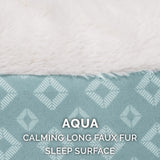 Furhaven Replacement Donut Dog Bed Cover Plush & Diamond Print Calming Cuddler, Machine Washable - Aqua, Medium