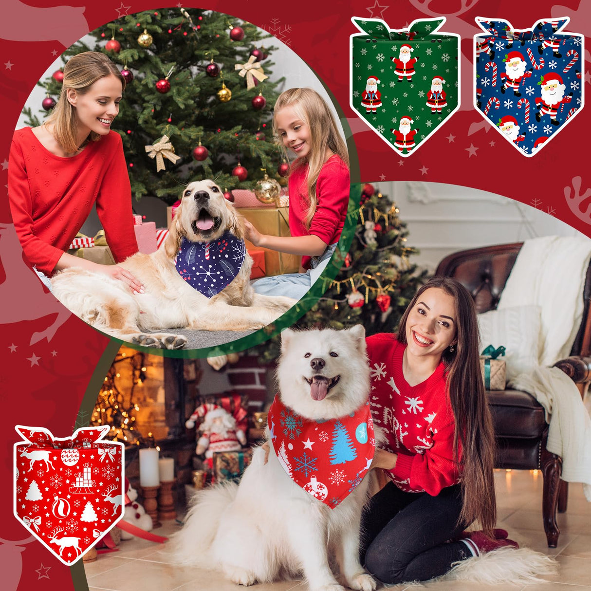 Amylove 120 Pcs St. Patrick's Day Dog Bandanas Bulk Holiday Triangle Dog Pack Puppy Kerchief Bandana Adjustable Spring Pet Scarf for Pet Cat Costume Accessories Decor(Snowman)