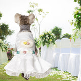 MuYaoPet Luxury Pearl Dog Wedding Dress,Dog Rose Love Heart Dress,Pet Bride Costume Formal Apparel for Small Dogs (White, Large)