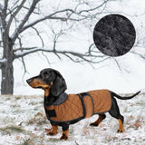 Warm Thermal Quilted Dachshund Coat,Dog Winter Coat with Warm Fleece Lining,Outdoor Dog Apparel with Adjustable Bands for Medium,Large Dog-Brown-L