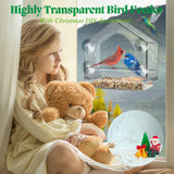 Window Bird Feeder with 4 Strong Suction Cups,DIY Clear Bird Feeder with Christmas Clear Glass Ball Ornaments, Wild Bird House Window for Garden Decor,Elderly Kids and Cat Viewing Bird