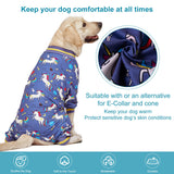 LovinPet Large Breed Dog Onesie Clothes, Slim Fit/Stretchy Knit, Unicorn Rocket Grey Print, Pet Anxiety Relief, Wound Care/Post Surgery Large Dog Shirt, UV Protection, Stop Shedding for Dogs, M