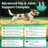 POPPAW Advanced Dog Joint Supplement – 15-in-1 Glucosamine for Dogs with Chondroitin, MSM & Green Lipped Mussel – Hip & Joint Pain Relief Mobility Chews, Chicken Flavor, 90Ct Breeds