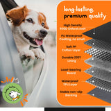 Huxley Barker Car Back Seat Extender for Dogs – 40% Extra Space, 600D Oxford Waterproof Dog Car Seat Cover with Hard-Bottom Bridge, Non-Slip Base, Mesh Window & Storage Pockets – Foldable Design