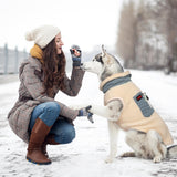 FEimaX Dog Winter Coat Fleece Lined Dog Jacket with High Collar&Zipper, Snowsuit for Small to Medium Dogs, Windproof Puppy Cold Weather Coats with D-Ring Leash, Durable Doggie Vest Pet Snow Vest
