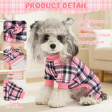 XPUDAC 4 Pack Plaid Dog Pajamas Outfits Cozy Doggy Clothes for Small Medium Dogs Girl Boy Puppy Onesie for Christmas Pet Pjs Jammies, 2XL
