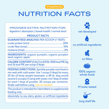 Load image into Gallery viewer, Native Pet Pumpkin for Dogs - Organic Powder Pumpkin Puree Dog Food Toppers -Rich in Fiber Supplement Powder Helps with Digestion, Nutrient Absorption, Diarrhea, Constipation &amp; Upset Stomach-30 Scoops
