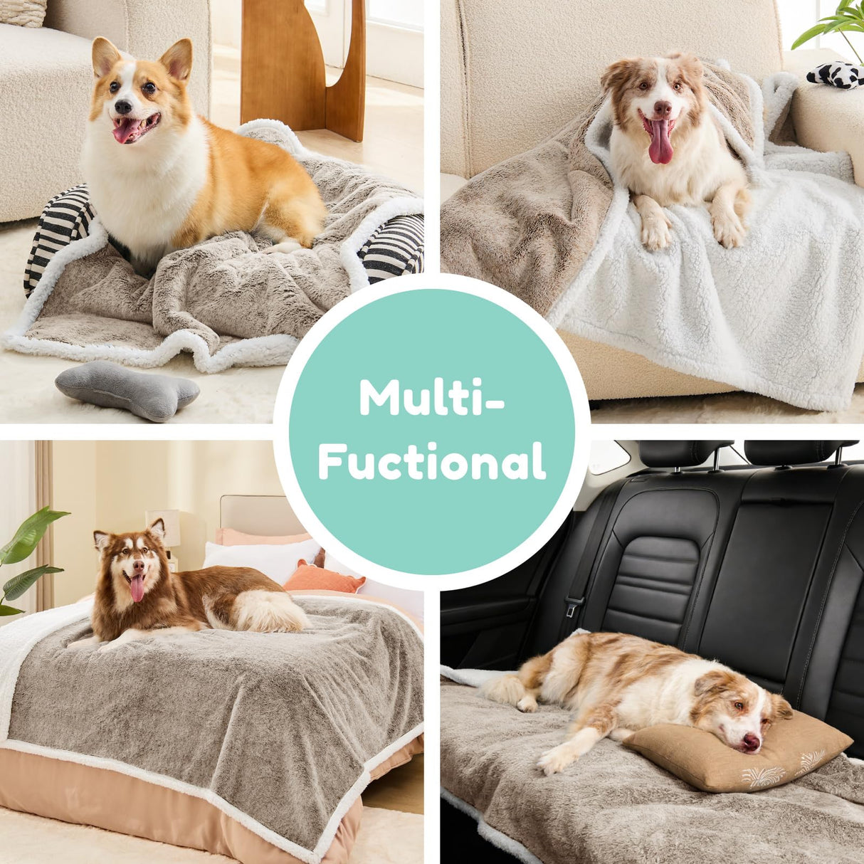 ChiXnuggle Waterproof Dog Blankets for Large Dogs, Reversible Faux Fur & Sherpa Washable Pet Blanket, Soft Pet Throw for Couch Bed Protection, 60"x80", Brown