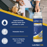 LubriSynHA Hyaluronic Acid with MSM Hip & Joint Care Supplement for Dogs, Cats & Horses – Liquid Oral HA for Pets – Joint Support Promotes Mobility, Flexibility, Cartilage Health & Comfort – 8oz