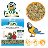 TOP's Parrot Food Pellets Hookbills, Small, Medium, Large Birds - Non-GMO, Peanut Soy & Corn Free, USDA Organic Certified - 1 lb / 453 g