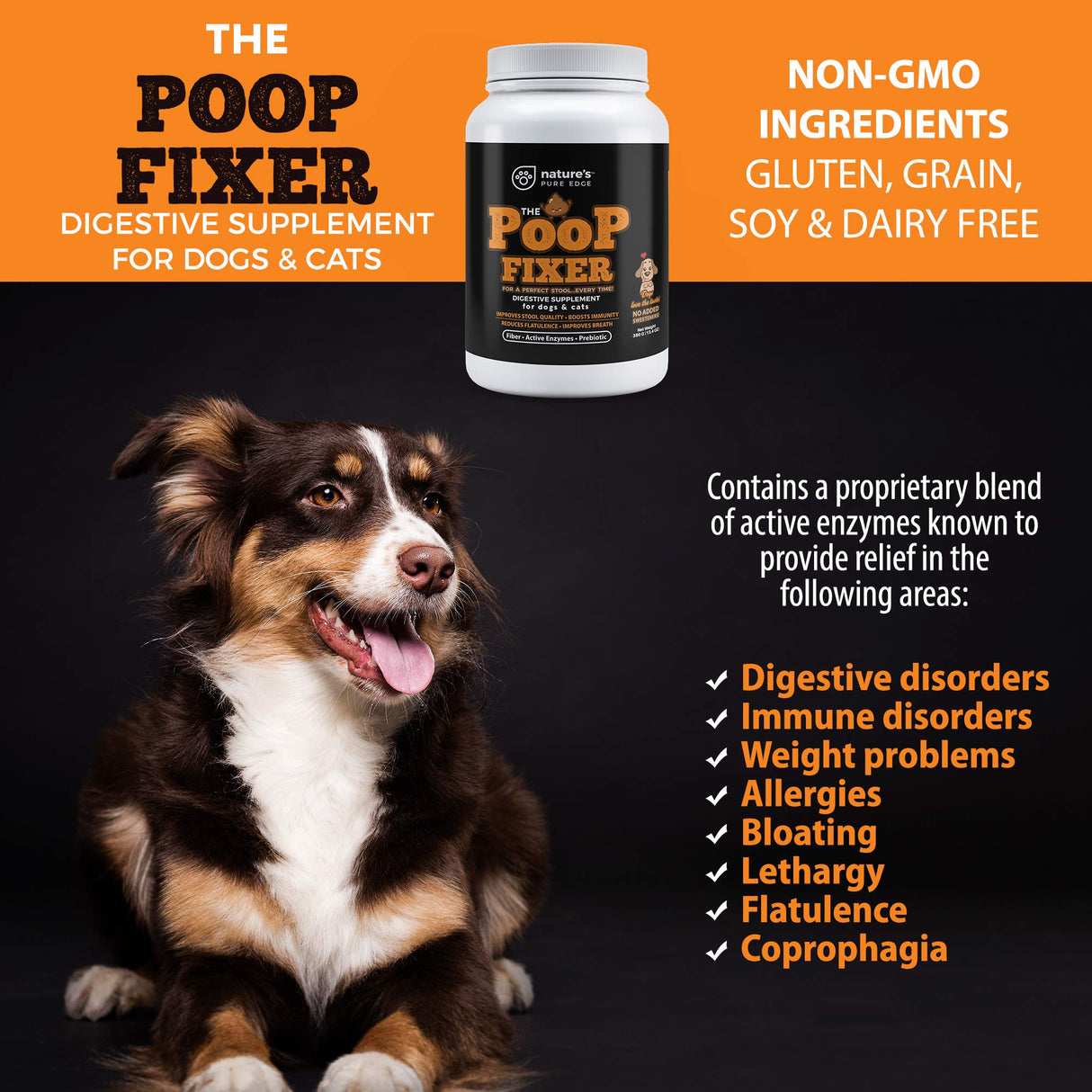Poop Fixer Carrot & Pumpkin Powder for Dogs & Cats – Digestive Support & Fiber Supplement – Firm Stool, Healthy Poop, Anal Gland Support, Dog Diarrhea & Cat Constipation Relief – 13.4 oz