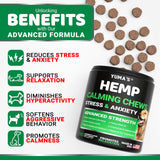 Hemp Calming Chews for Dogs - 240 Treats - Advanced Dog Calming Chews - Anxiety Relief Supplement Treats with Melatonin - Sleep Aid for Separation, Barking, Stress, Hip and Joint Support Made in USA