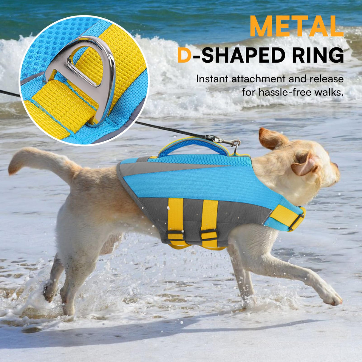 Queenmore XS Dog Life Jacket, Reflective Puppy Lifejacket Dog Life Vest for Swimming Boating, Lightweight Dogs Swim Vest with Superior Buoyancy and Rescue Handle, Blue, XS