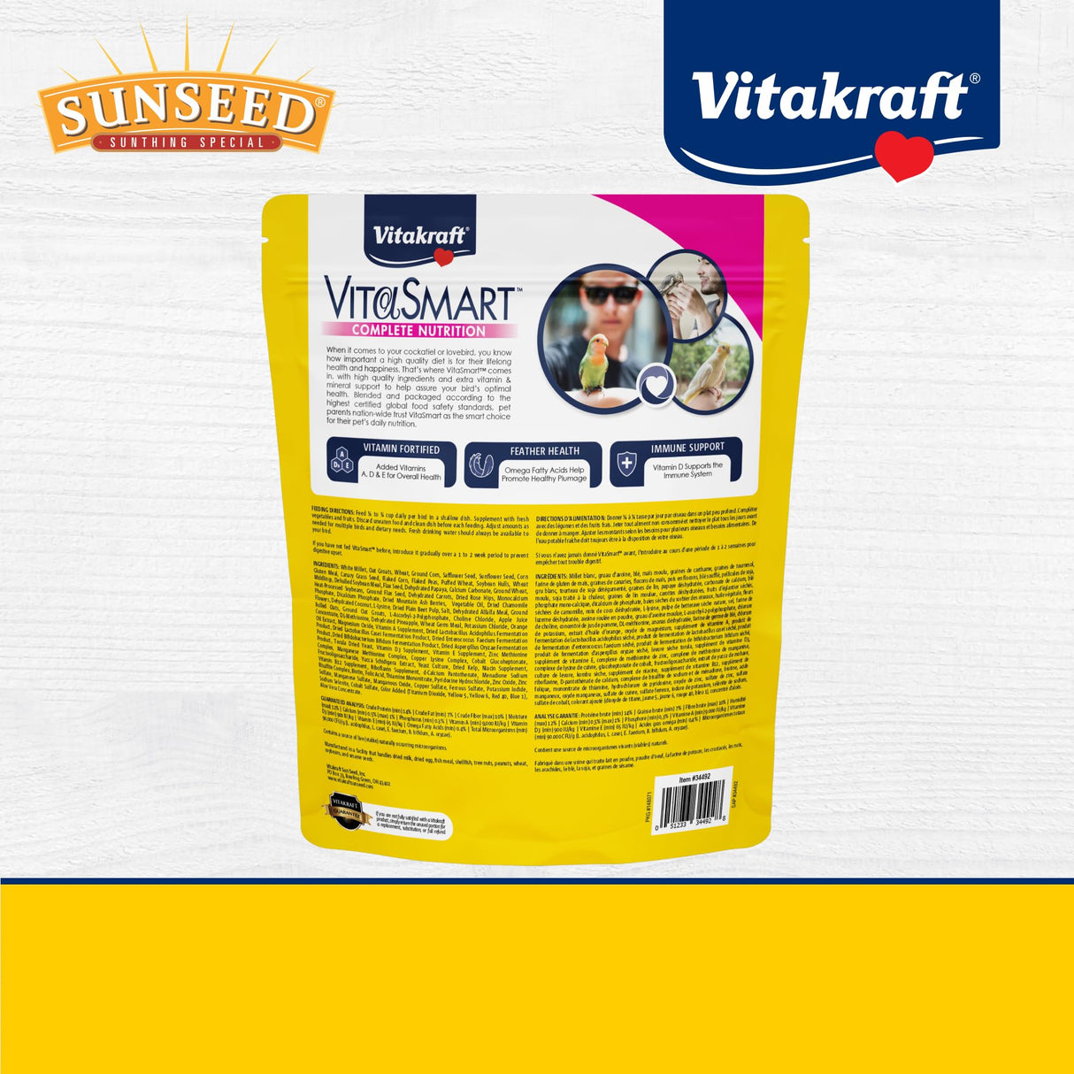 Vitakraft Vita Smart Gourmet Cockatiel and Lovebird Food - Vitamin-Fortified - Daily Pet Bird Food 4 Pound (Pack of 1)
