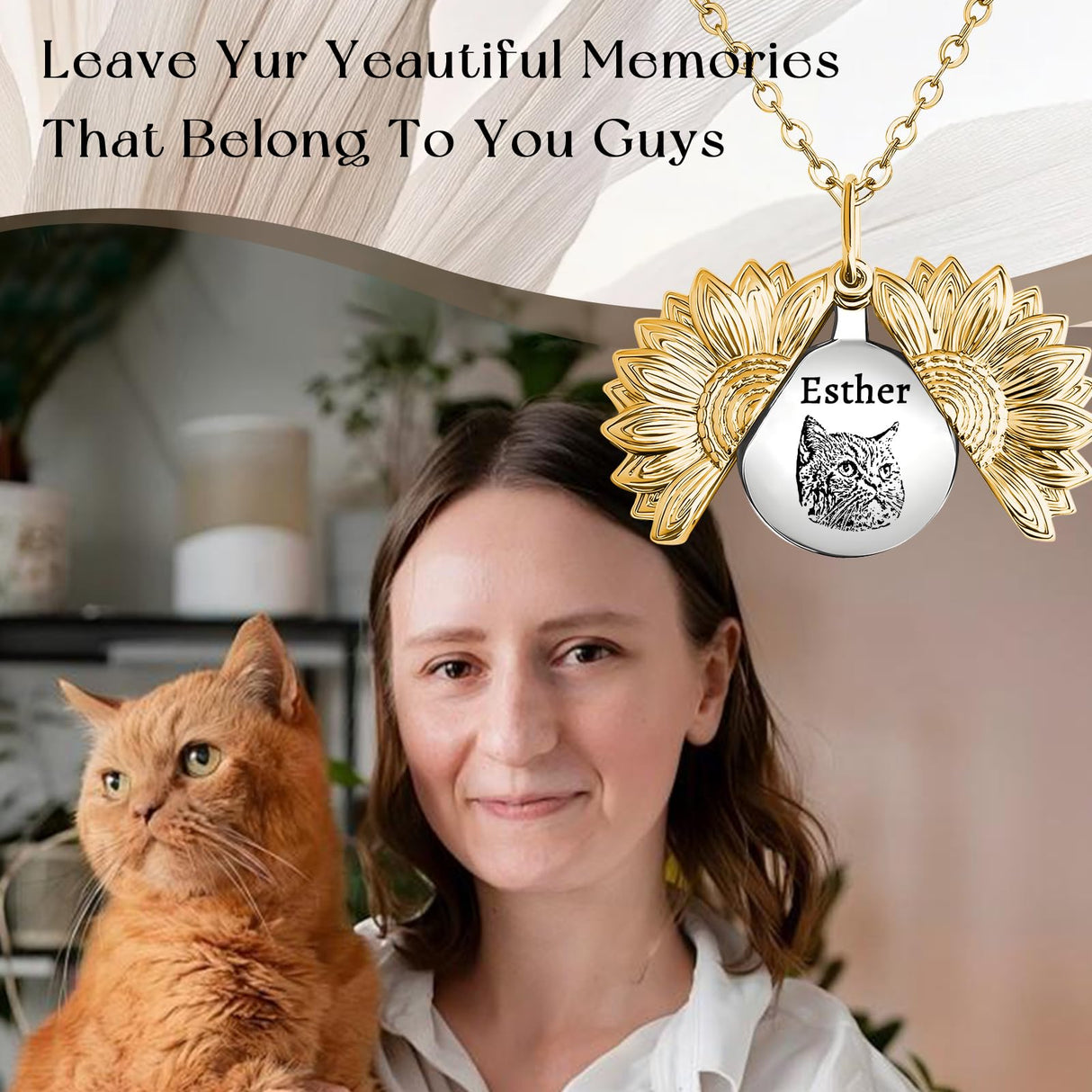 Lamdiy Personalized Pet Portrait Necklace Customized Pet Memorial Necklaces Dog Necklace for Women Custom Pets Necklaces Dog Memorial Jewelry for Cat Mom Dogs Dad (Gold-Silver)