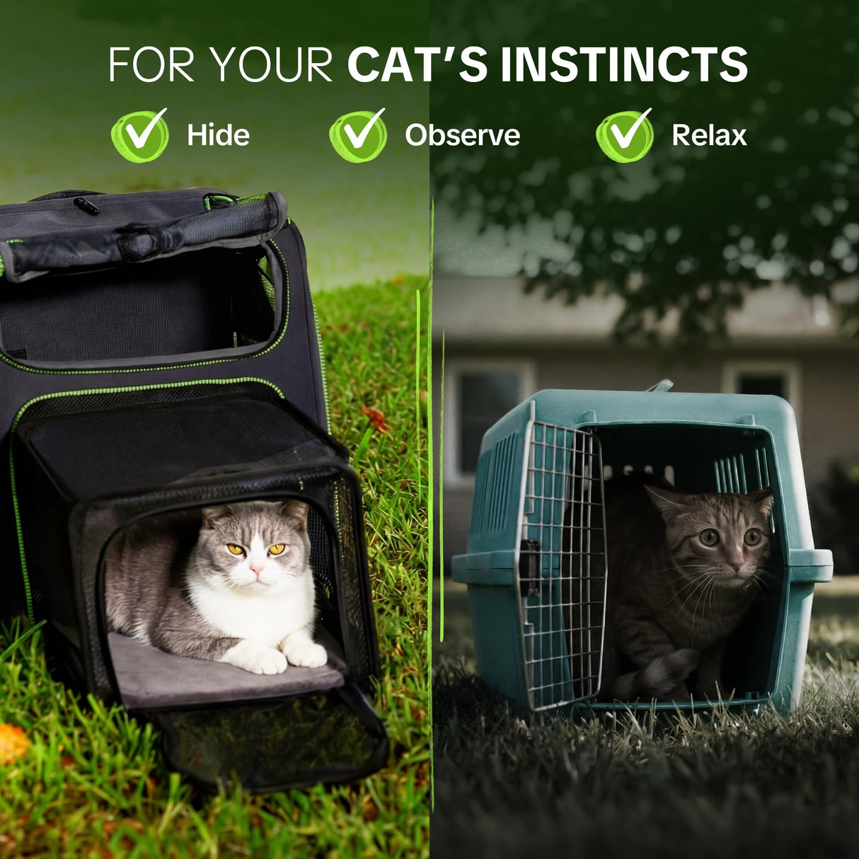 Cat Carrier Backpack for Travel & Car with Seat Belt Safety System, Expandable Pet Carrier for Cats & Small Dogs up to 25 lbs, Breathable, Durable, Foldable, Travel Friendly